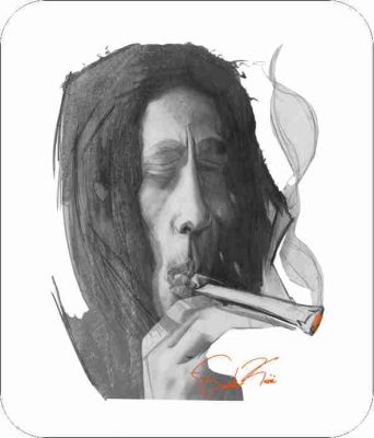 Bob Marley by Oronde Kaire Black Art  Mouse Pad